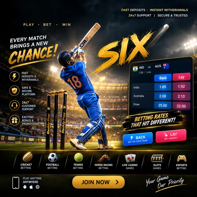 Reddy Play cricket — batsman hitting a six
