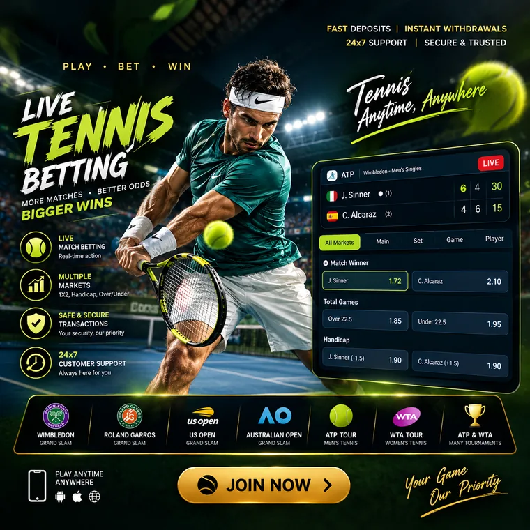 Reddy Play tennis — live tennis betting